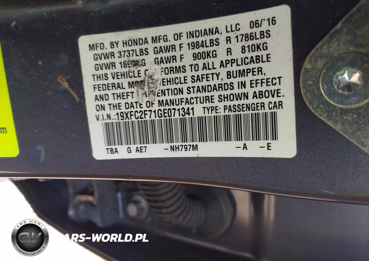 2016 Honda Civic Ex VIN:19XFC2F71GE071341 - 9