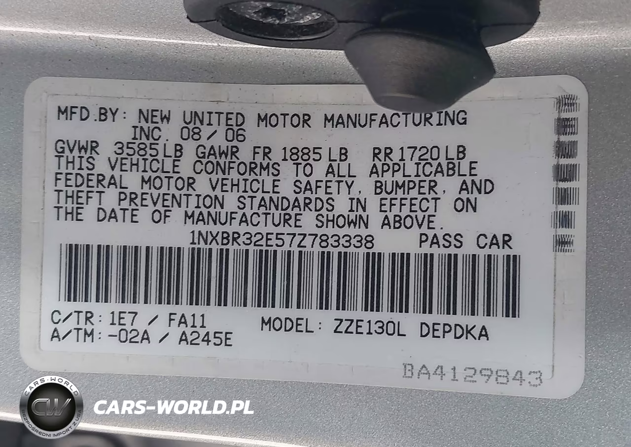 2007 Toyota Corolla Ce VIN:1NXBR32E57Z783338 - 9