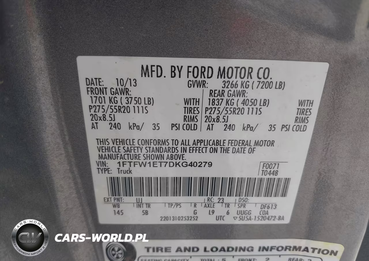 2013 Ford F-150 Fx4-King Ranch-Lariat-Limited-Platinum-Xl-Xlt VIN:1FTFW1ET7DKG40279 - 9