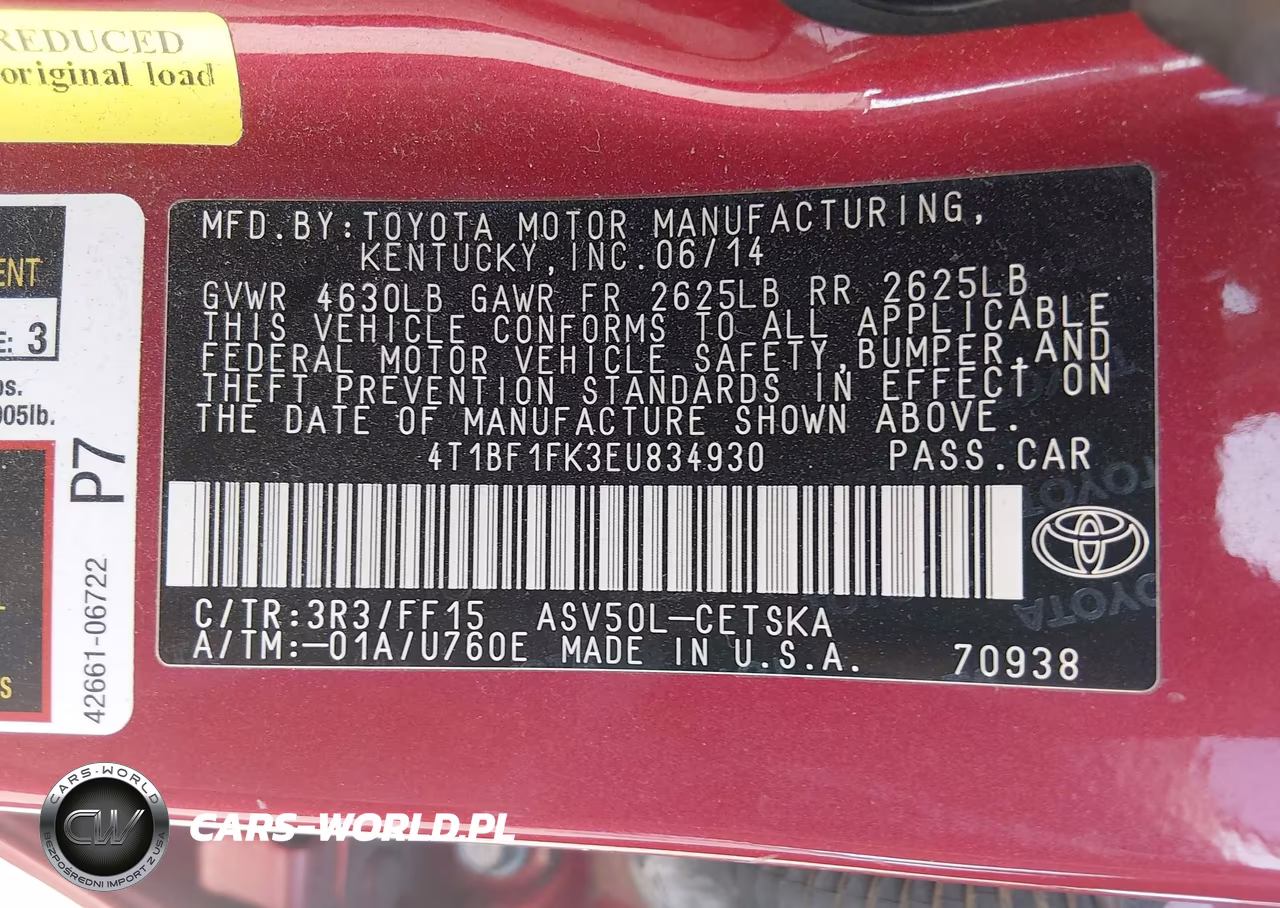 2014 Toyota Camry Se VIN:4T1BF1FK3EU834930 - 9