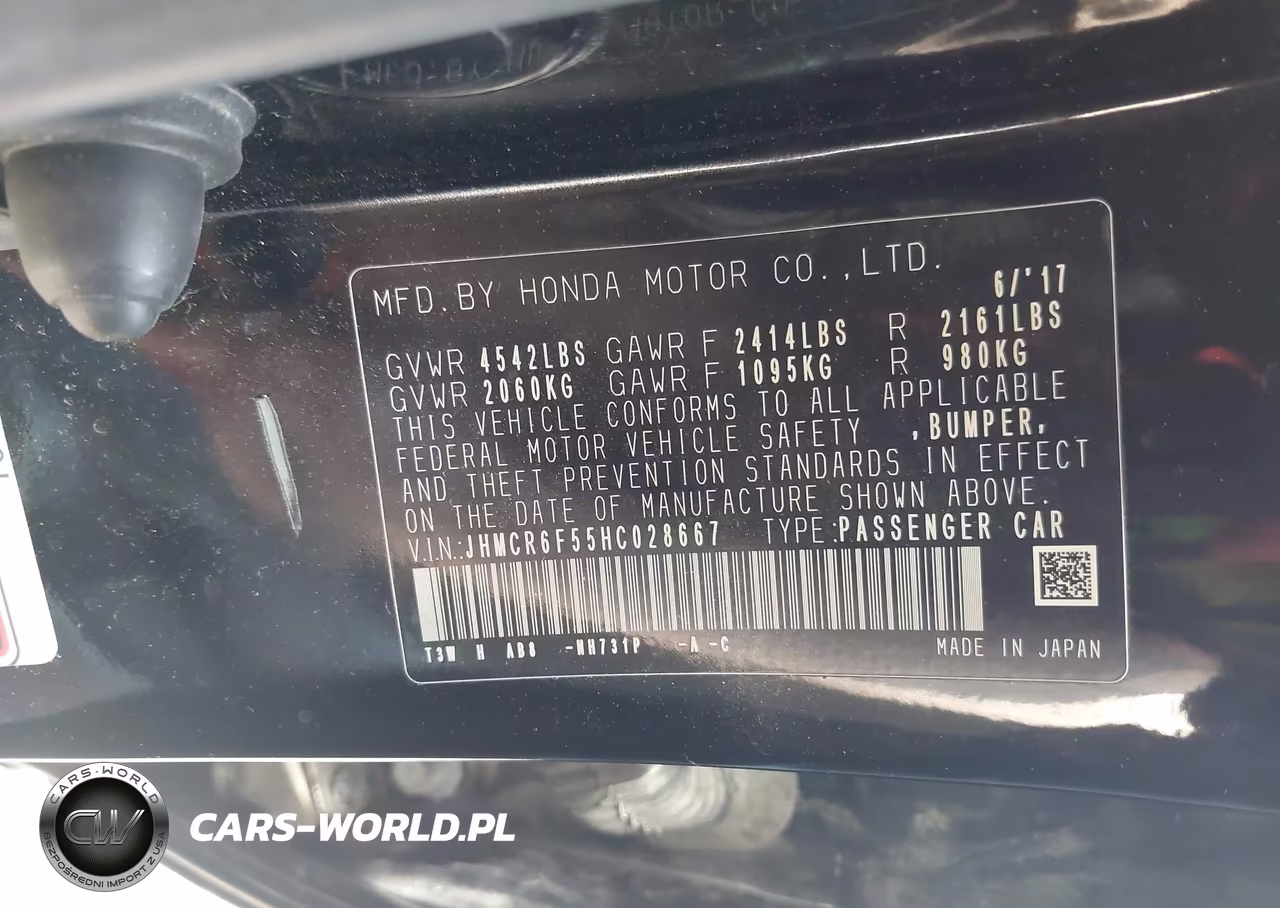 2017 Honda Accord Hybrid Ex-L VIN:JHMCR6F55HC028667 - 9