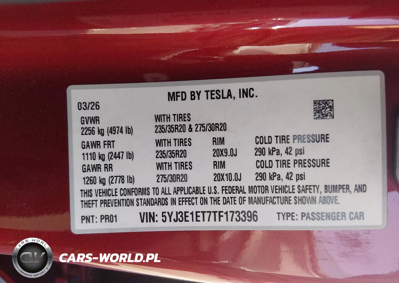 2026 Tesla Model 3 Performance All-Wheel Drive VIN:5YJ3E1ET7TF173396 - 9
