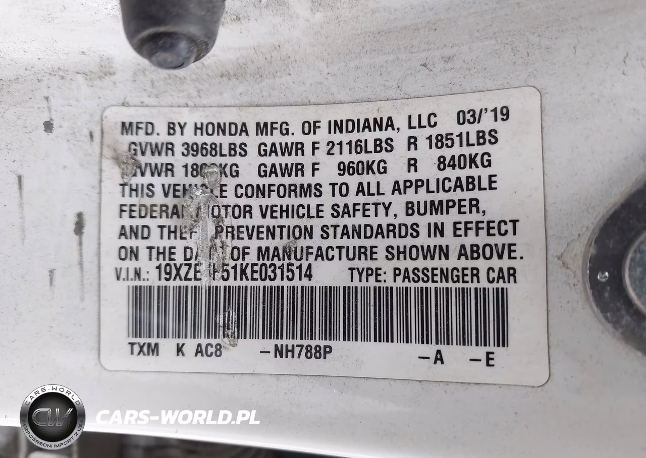 2019 Honda Insight Ex VIN:19XZE4F51KE031514 - 9