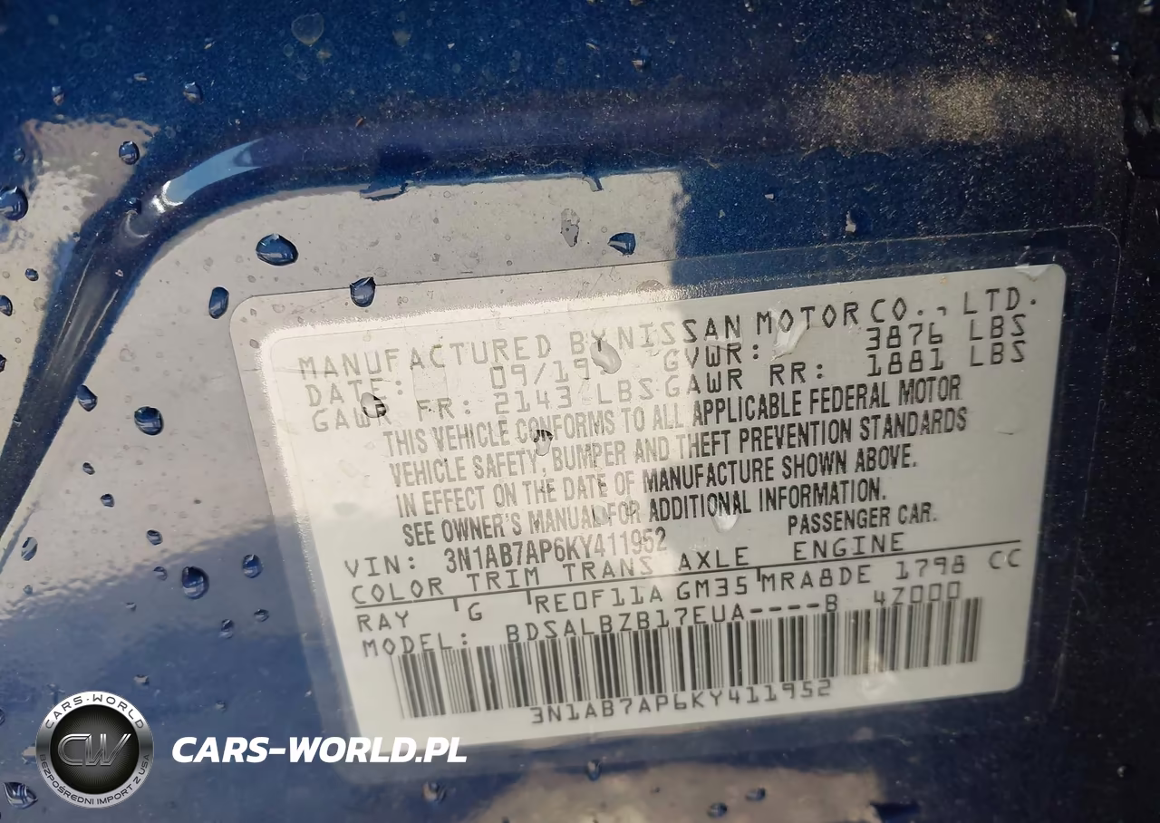 2019 Nissan Sentra S VIN:3N1AB7AP6KY411952 - 9