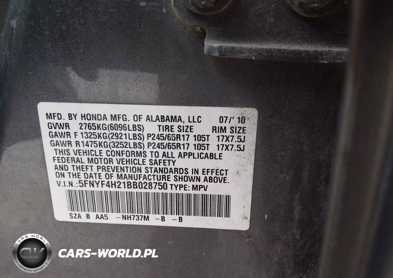 2011 Honda Pilot Lx VIN:5FNYF4H21BB028750 - 9