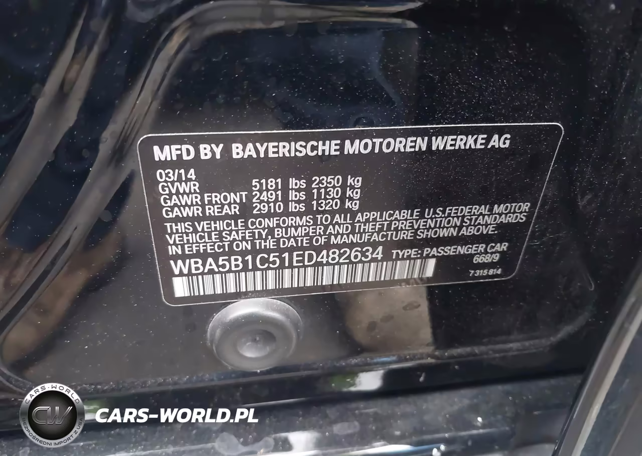2014 BMW 535I VIN:WBA5B1C51ED482634 - 9
