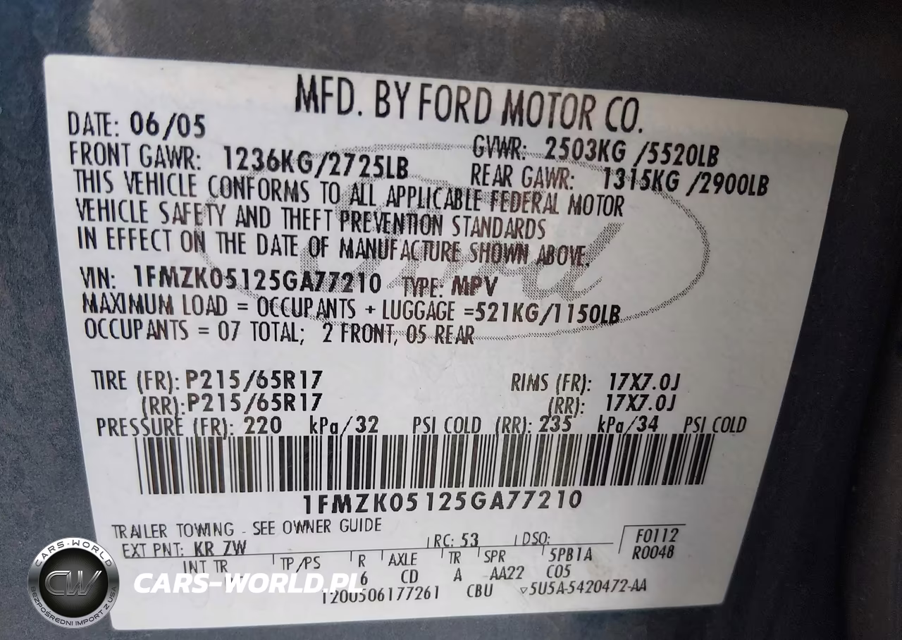 2005 Ford Freestyle Sel VIN:1FMZK05125GA77210 - 9