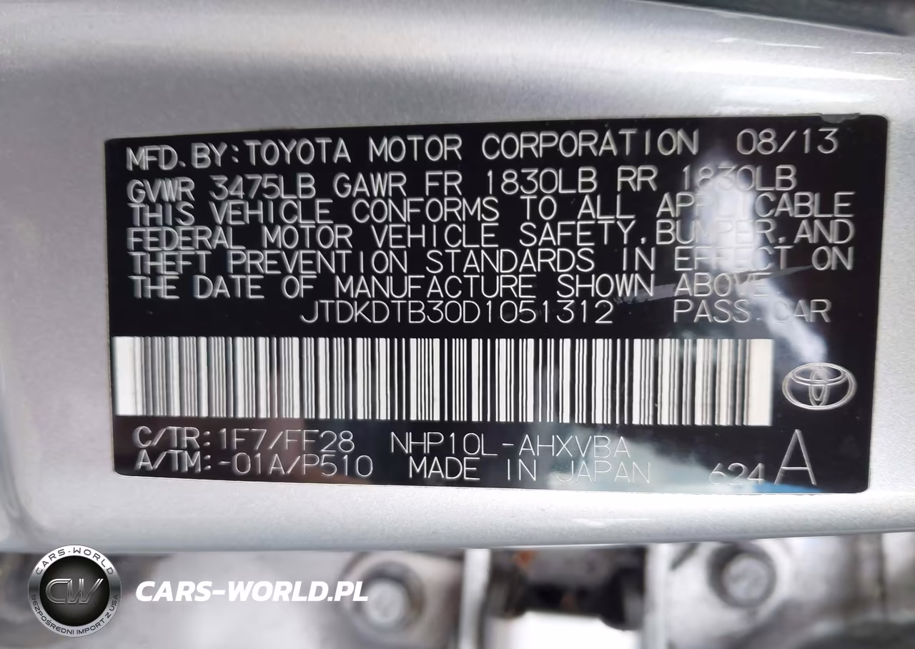2013 Toyota Prius C Two VIN:JTDKDTB30D1051312 - 9