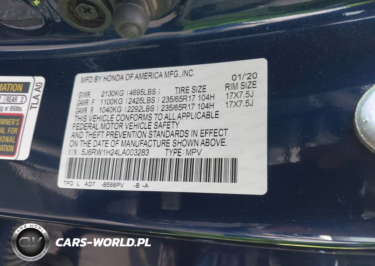 2020 Honda Cr-V 2Wd Lx VIN:5J6RW1H24LA003283 - 9