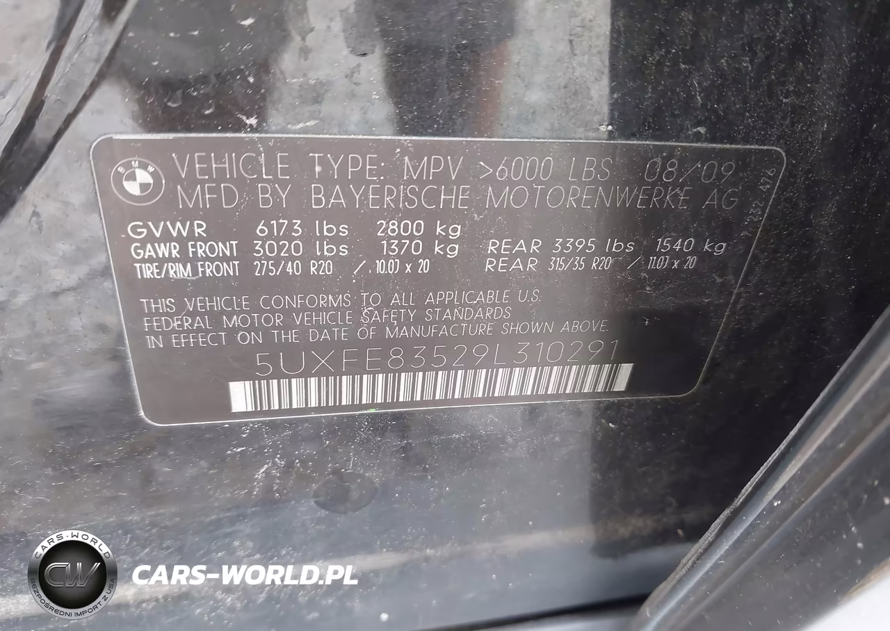 2009 BMW X5 xDrive48I VIN:5UXFE83529L310291 - 9