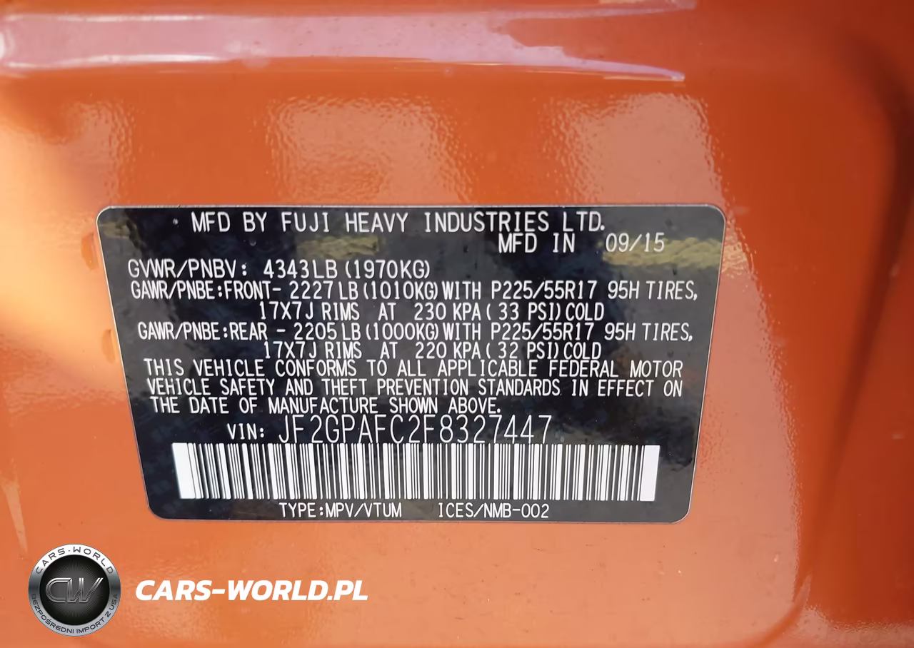 2015 Subaru Xv Crosstrek 2.0I Premium VIN:JF2GPAFC2F8327447 - 9