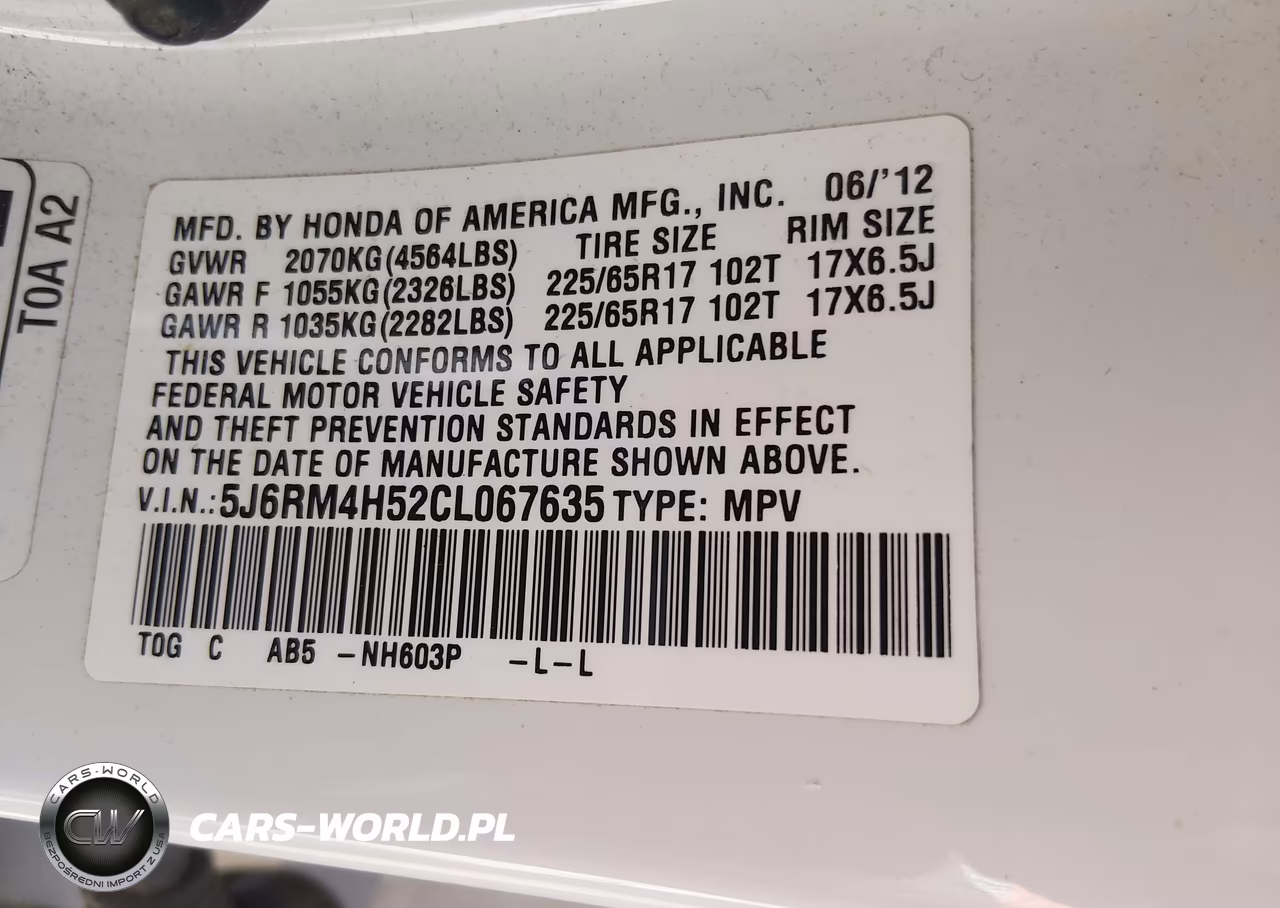 2012 Honda Cr-V Ex VIN:5J6RM4H52CL067635 - 9