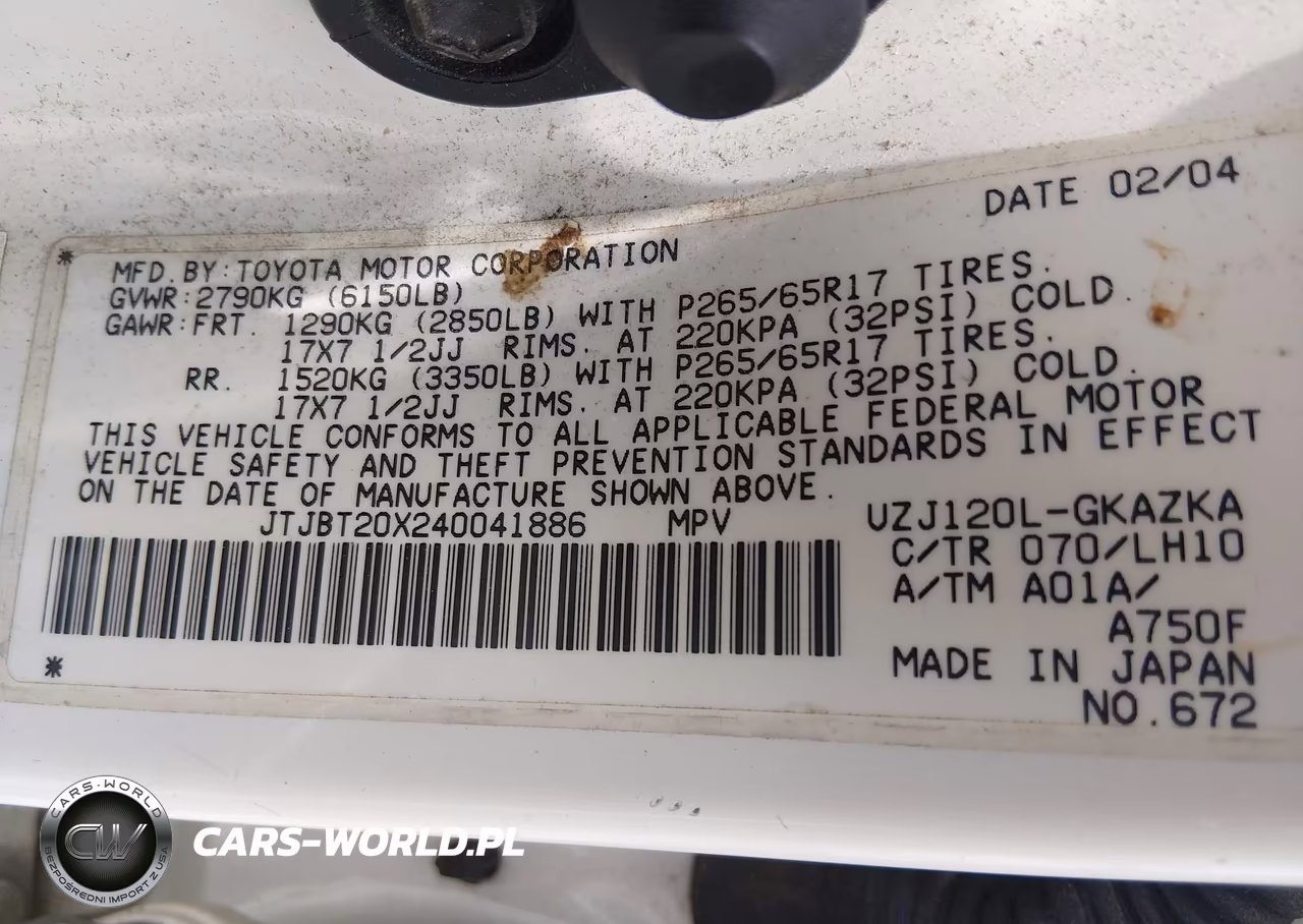 2004 Lexus Gx 470 VIN:JTJBT20X240041886 - 9