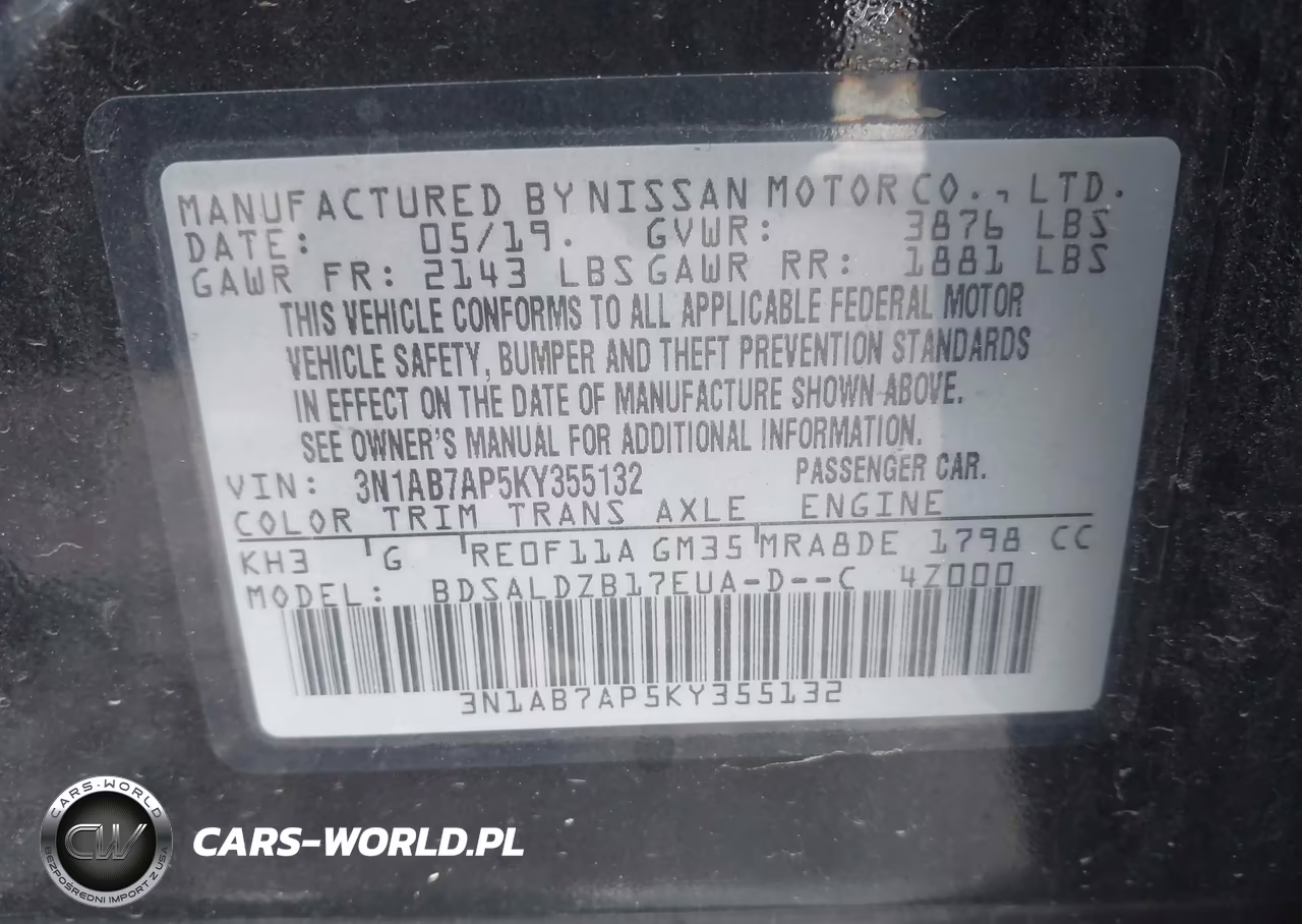 2019 Nissan Sentra Sv VIN:3N1AB7AP5KY355132 - 9