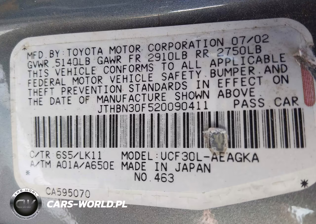 2002 Lexus Ls 430 VIN:JTHBN30F520090411 - 9