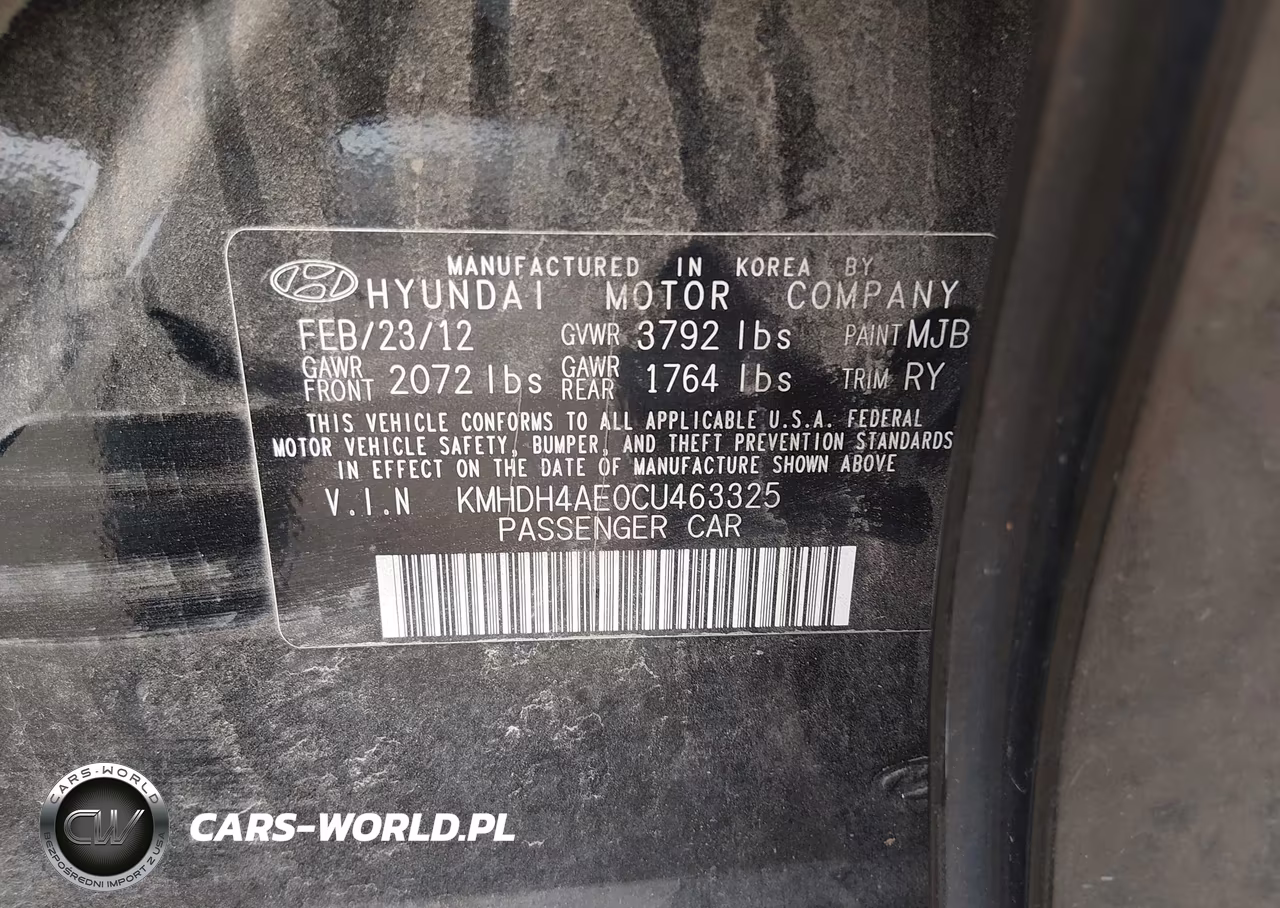 2012 Hyundai Elantra Limited (Ulsan Plant) VIN:KMHDH4AE0CU463325 - 9