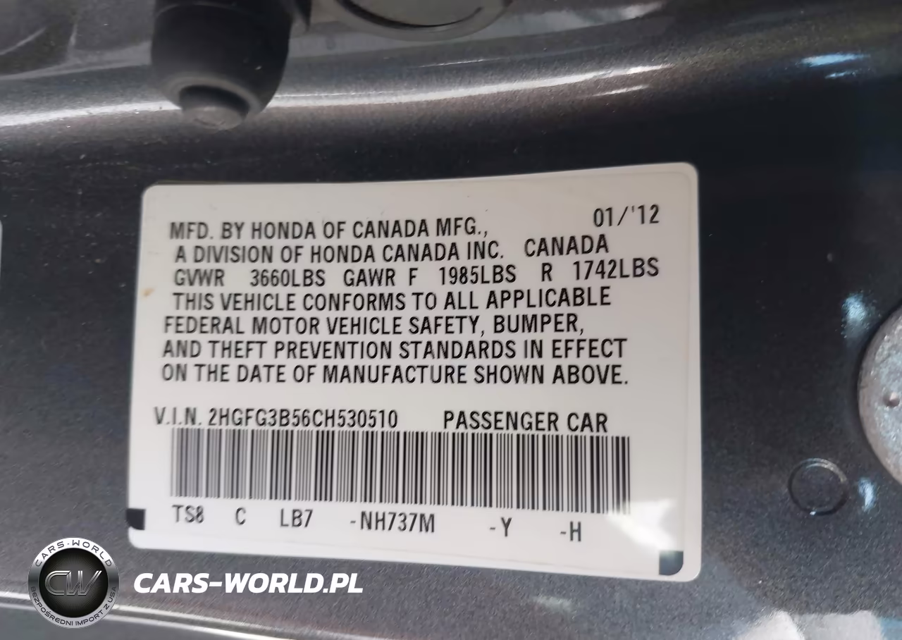 2012 Honda Civic Lx VIN:2HGFG3B56CH530510 - 9