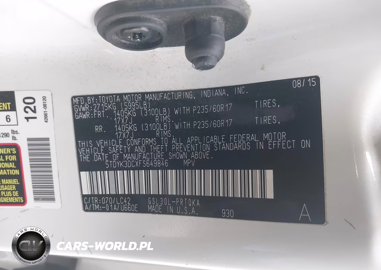 2015 Toyota Sienna Xle Premium 8 Passenger VIN:5TDYK3DCXFS649846 - 9