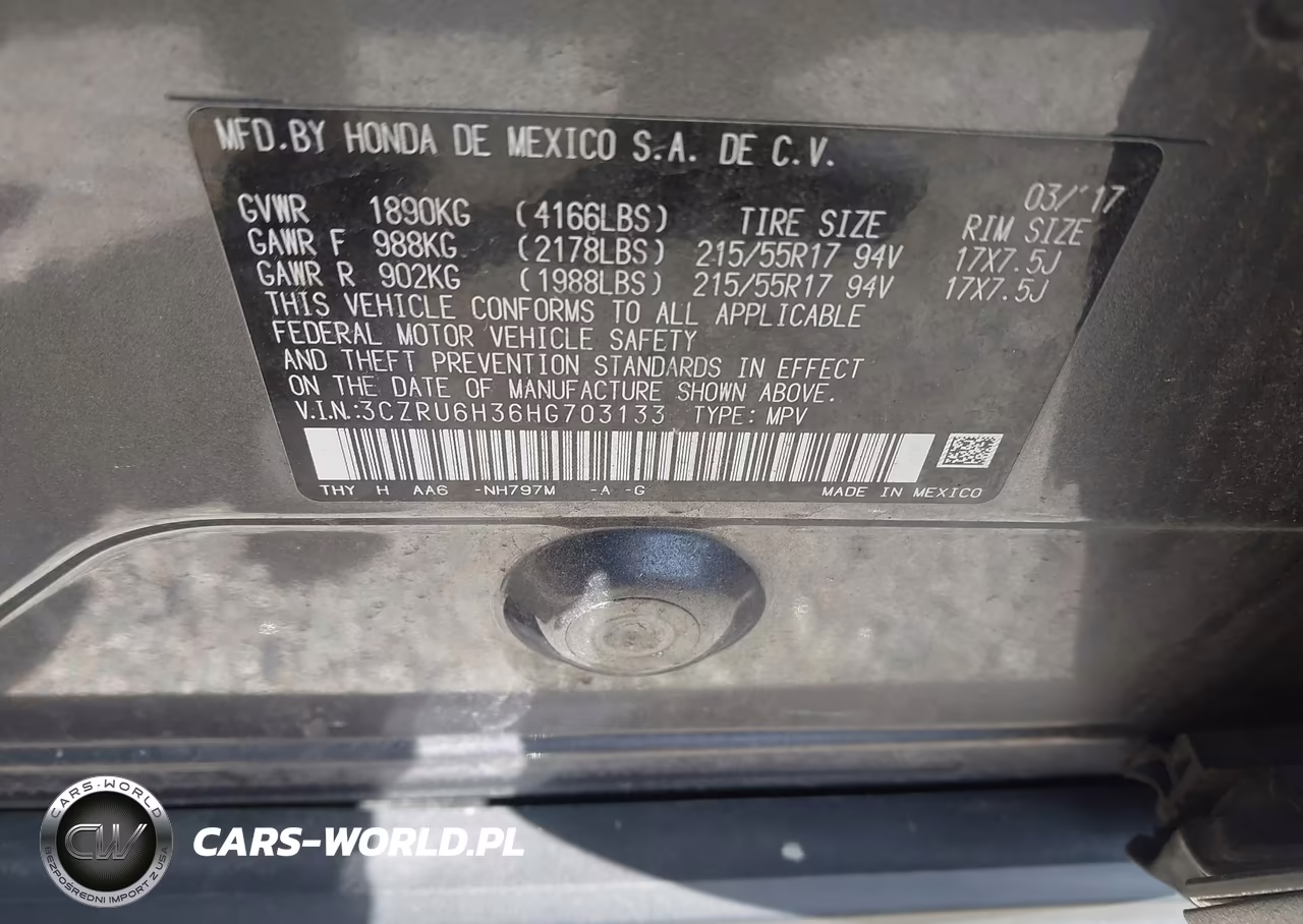 2017 Honda Hr-V Lx VIN:3CZRU6H36HG703133 - 9