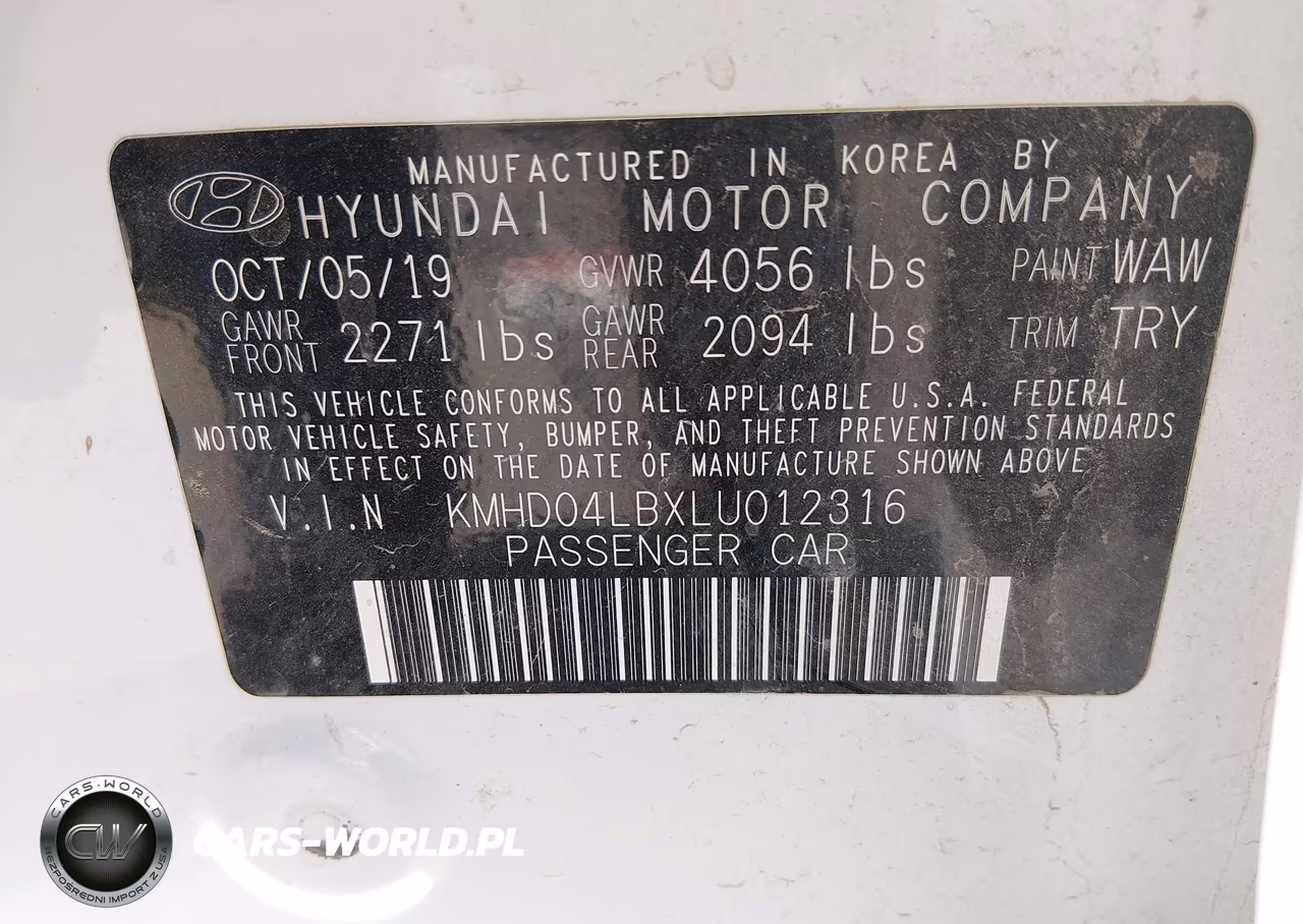 2020 Hyundai Elantra Sport VIN:KMHD04LBXLU012316 - 9