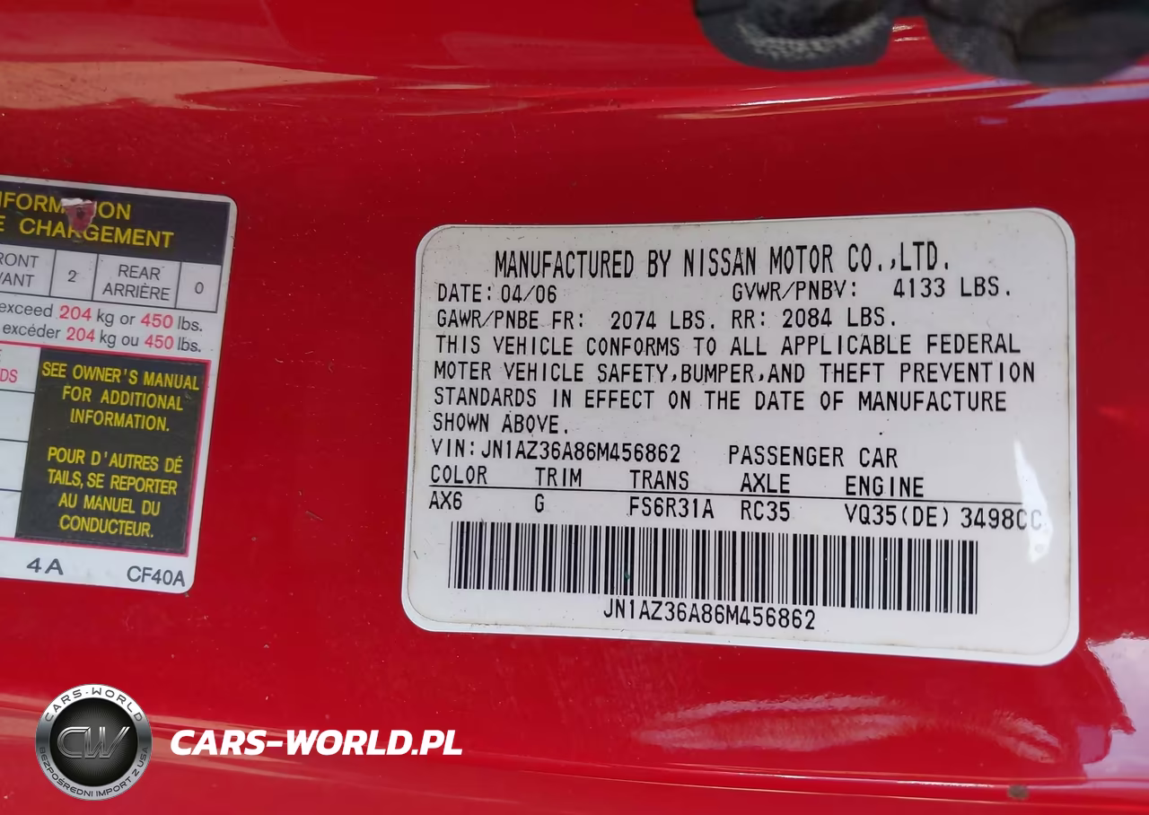 2006 Nissan 350Z Grand Touring VIN:JN1AZ36A86M456862 - 9
