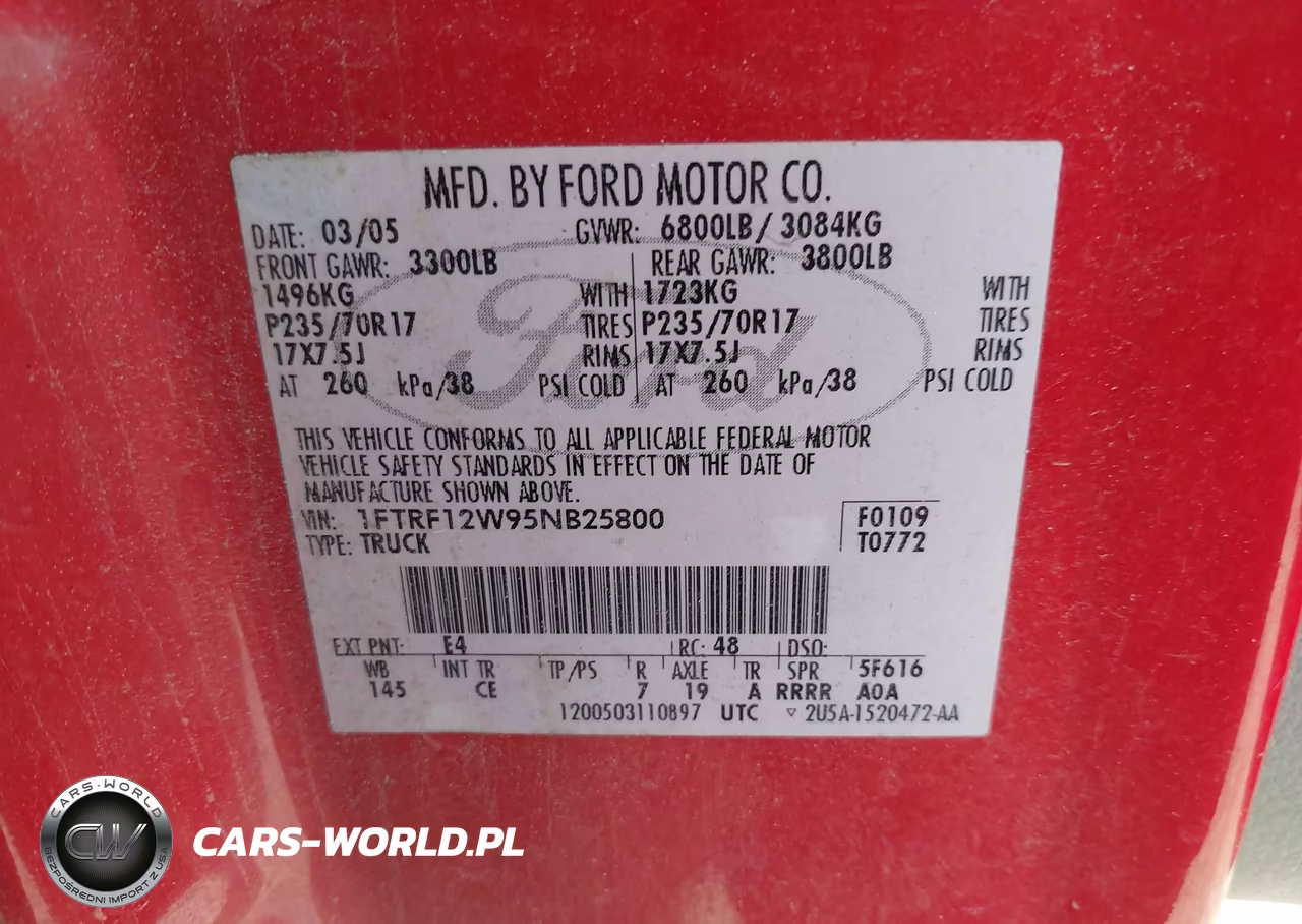 2005 Ford F-150 Stx-Xl-Xlt VIN:1FTRF12W95NB25800 - 9