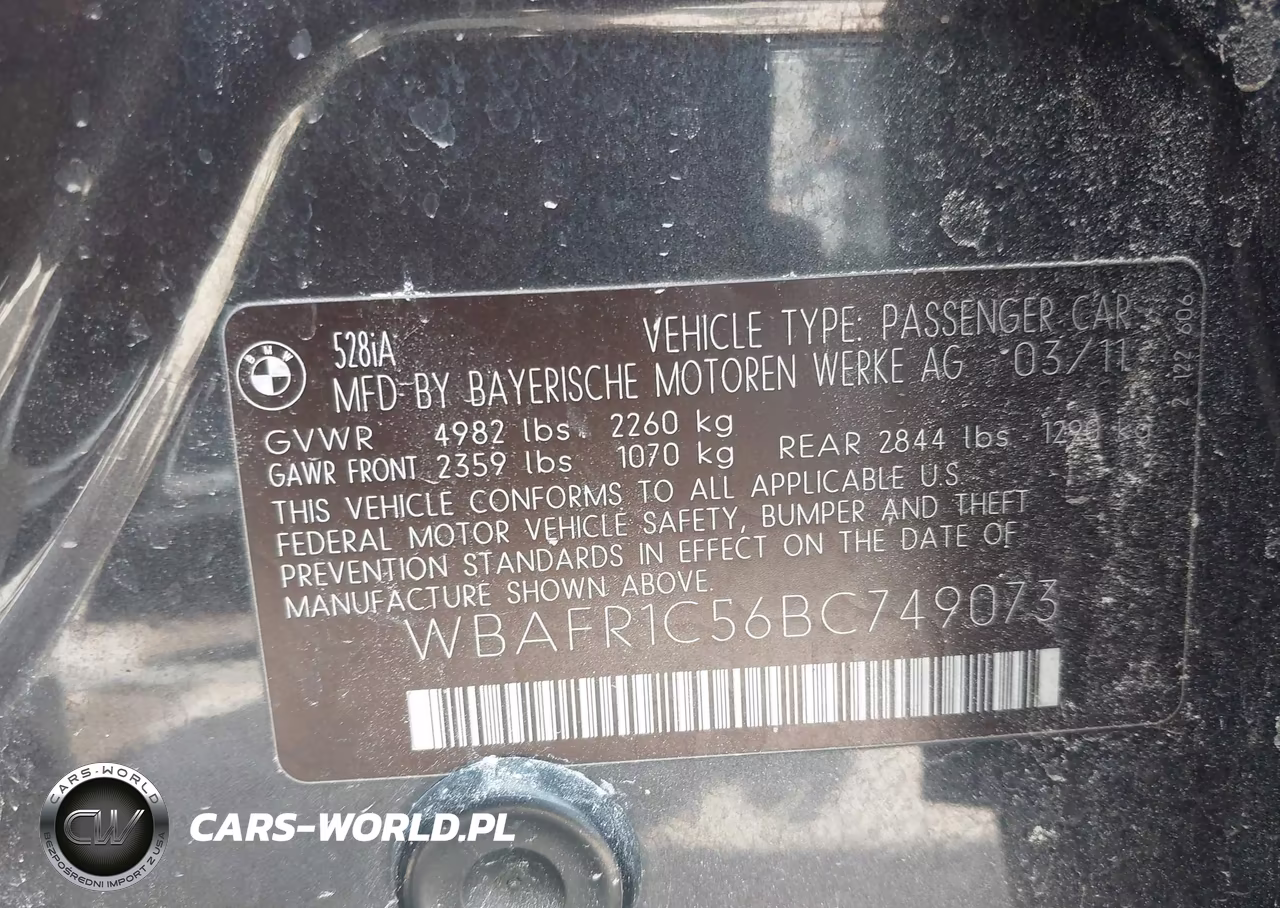 2011 BMW 528I VIN:WBAFR1C56BC749073 - 9