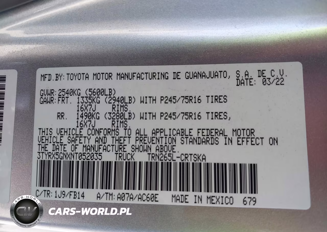 2022 Toyota Tacoma Sr VIN:3TYRX5GNXNT052035 - 9