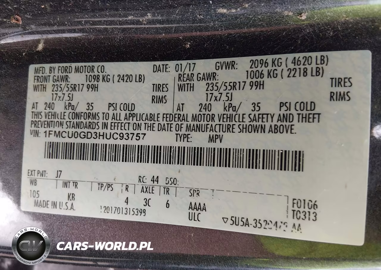 2017 Ford Escape Se VIN:1FMCU0GD3HUC93757 - 9