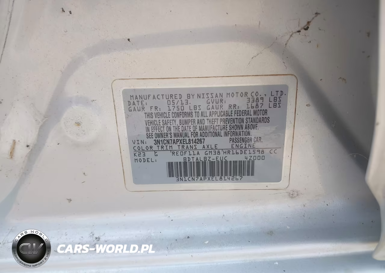 2014 Nissan Versa 1.6 Sv VIN:3N1CN7APXEL814267 - 9