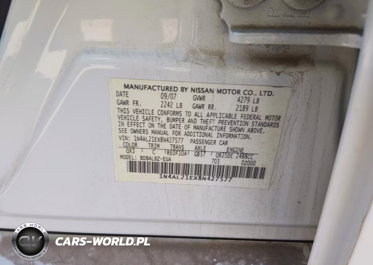 2008 Nissan Altima 2.5 Sl VIN:1N4AL21EX8N427577 - 9