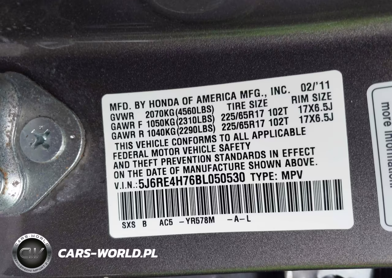 2011 Honda Cr-V Ex-L VIN:5J6RE4H76BL050530 - 9