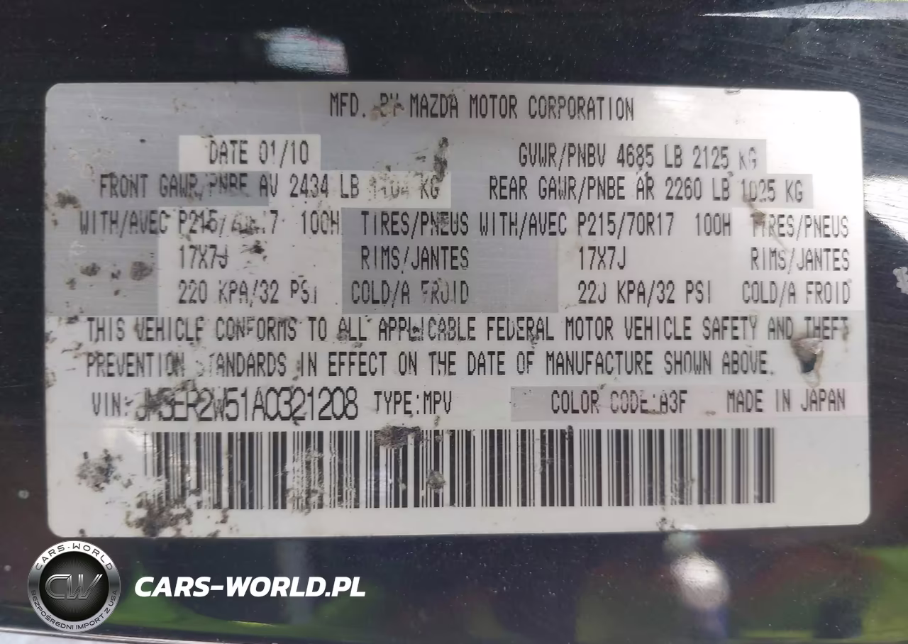 2010 Mazda Cx-7 I Sv VIN:JM3ER2W51A0321208 - 9