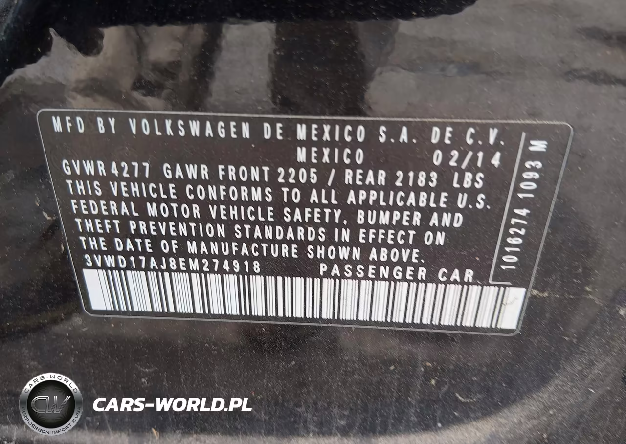 2014 Volkswagen Jetta 1.8T Se VIN:3VWD17AJ8EM274918 - 9