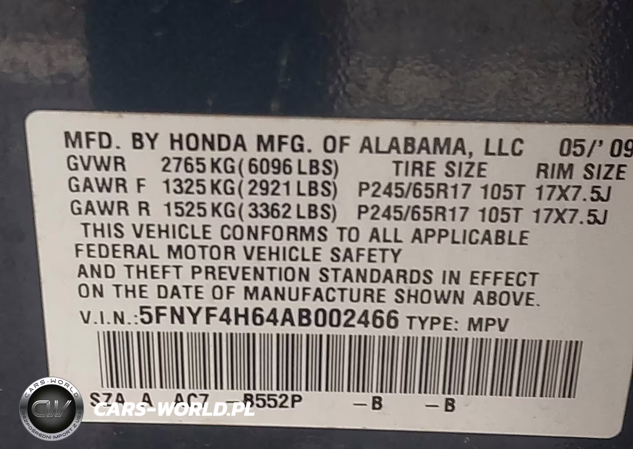 2010 Honda Pilot Ex-L VIN:5FNYF4H64AB002466 - 9