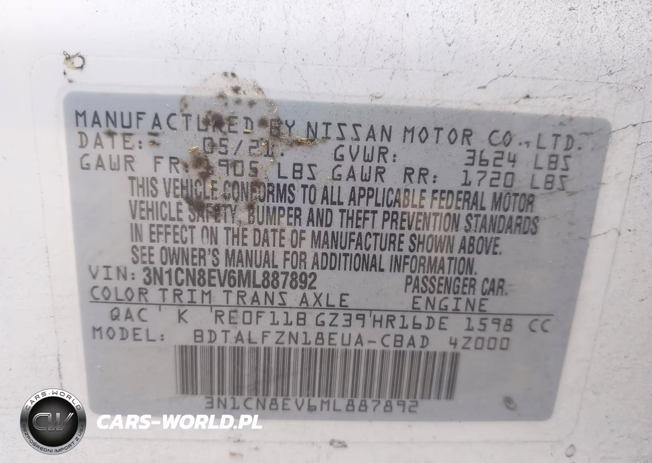 2021 Nissan Versa Sv Xtronic Cvt VIN:3N1CN8EV6ML887892 - 9