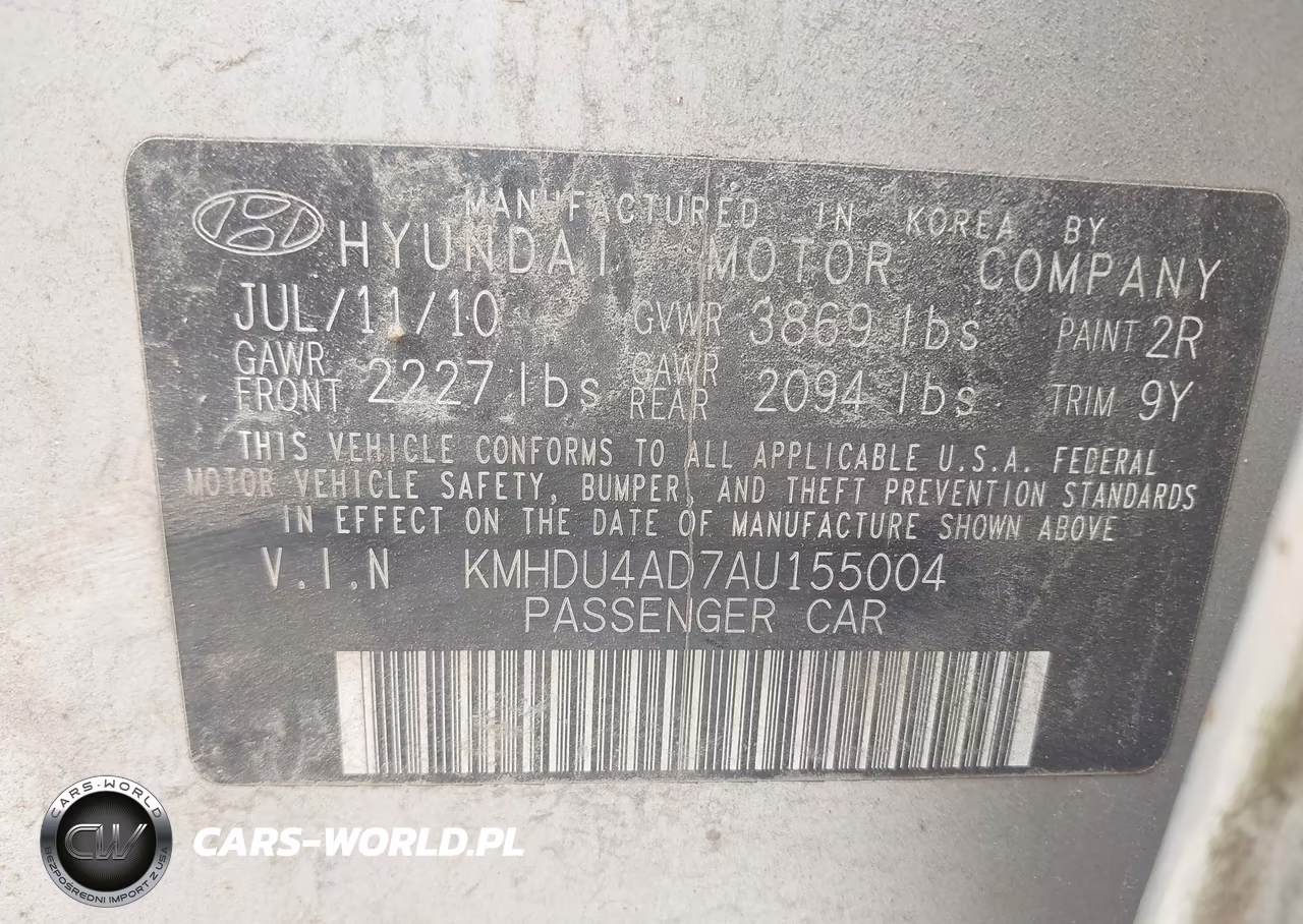 2010 Hyundai Elantra Gls VIN:KMHDU4AD7AU155004 - 9