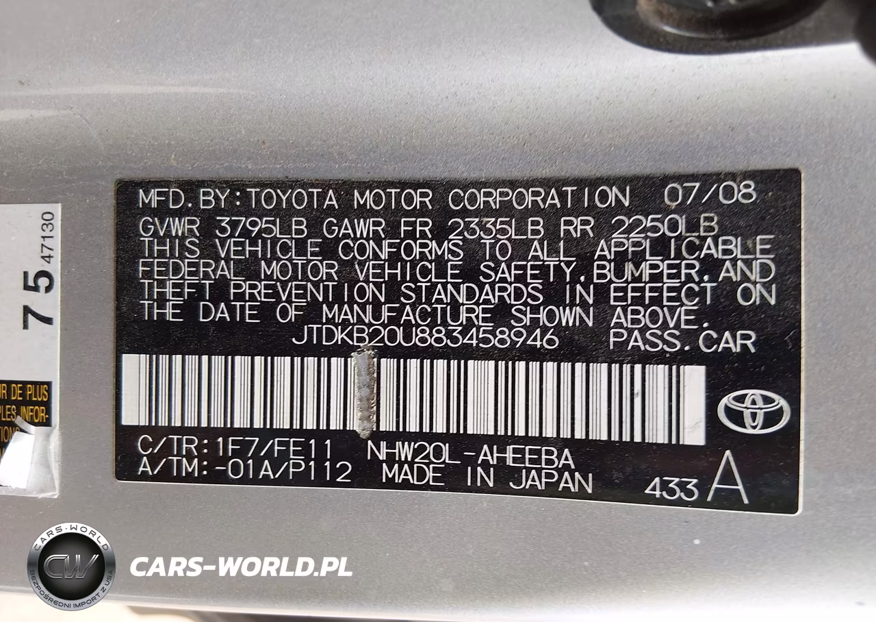 2008 Toyota Prius VIN:JTDKB20U883458946 - 9