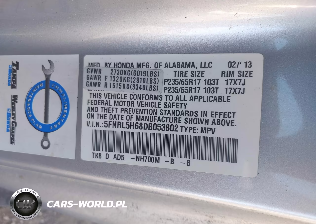 2013 Honda Odyssey Ex-L VIN:5FNRL5H68DB053802 - 9