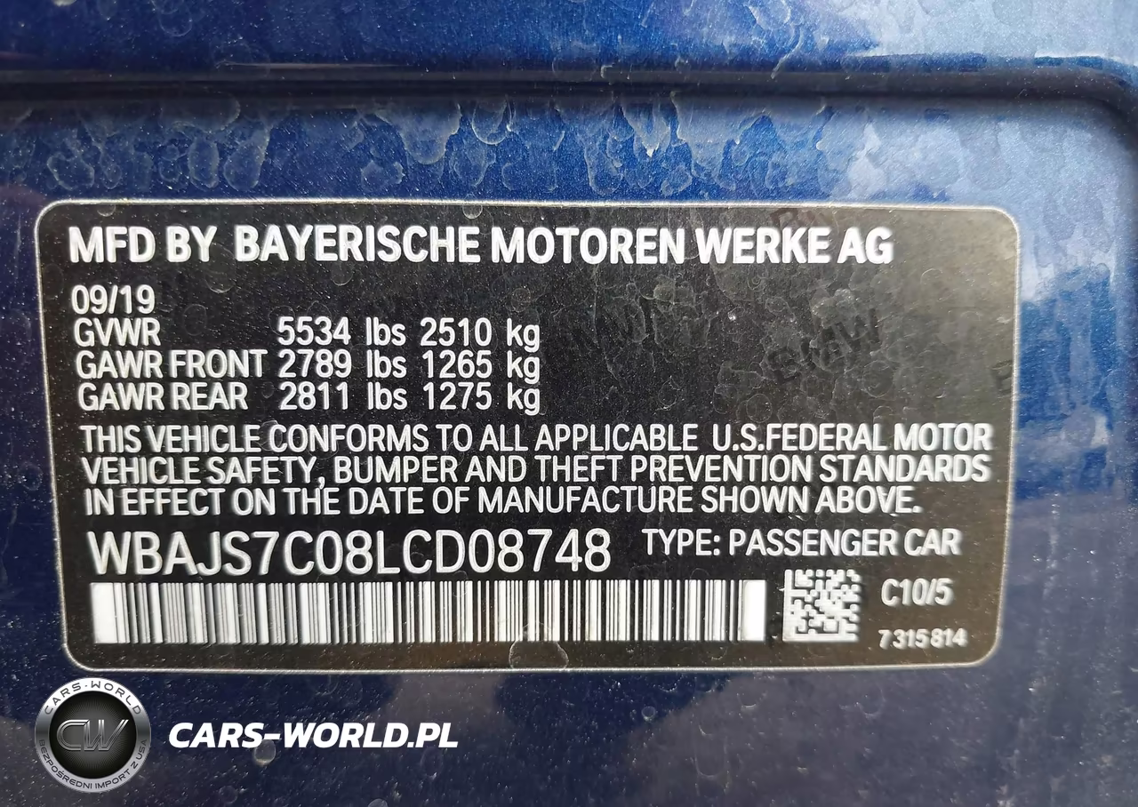 2020 BMW M550I xDrive VIN:WBAJS7C08LCD08748 - 9