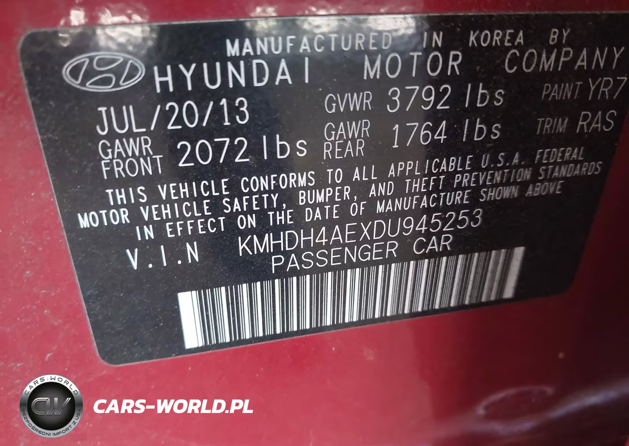 2013 Hyundai Elantra Gls VIN:KMHDH4AEXDU945253 - 9
