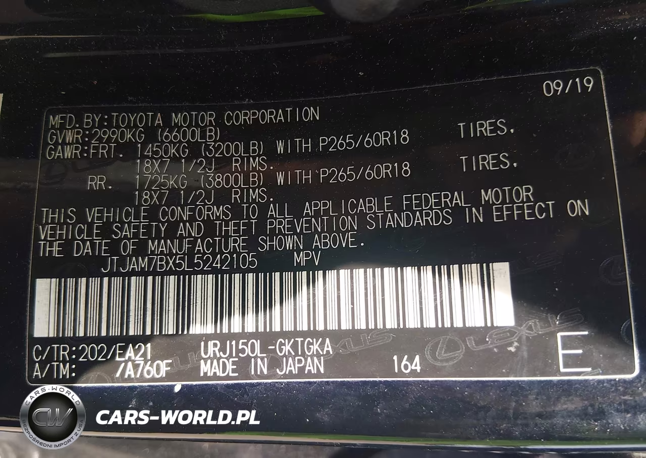 2020 Lexus Gx 460 Premium VIN:JTJAM7BX5L5242105 - 9
