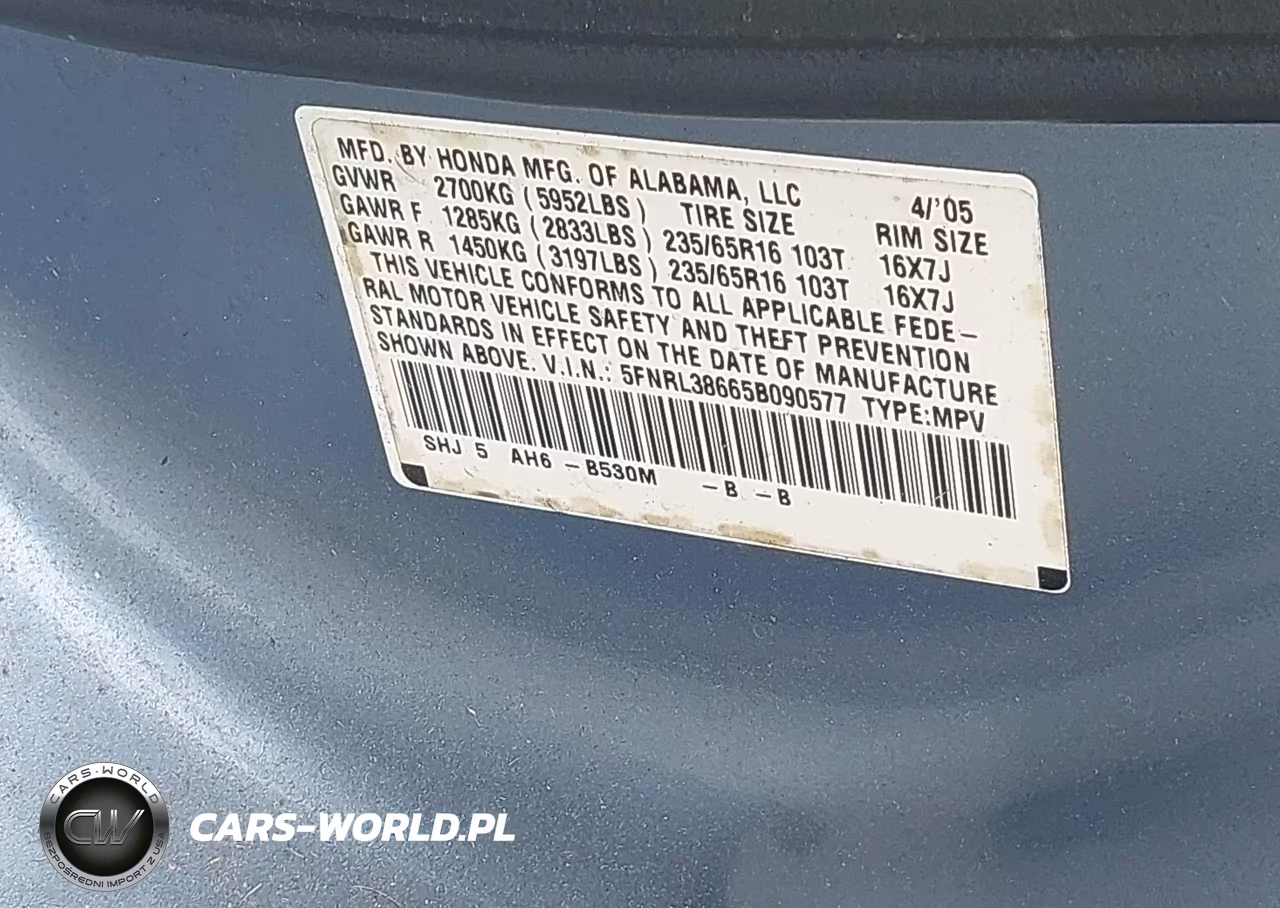 2005 Honda Odyssey Ex-L VIN:5FNRL38665B090577 - 9