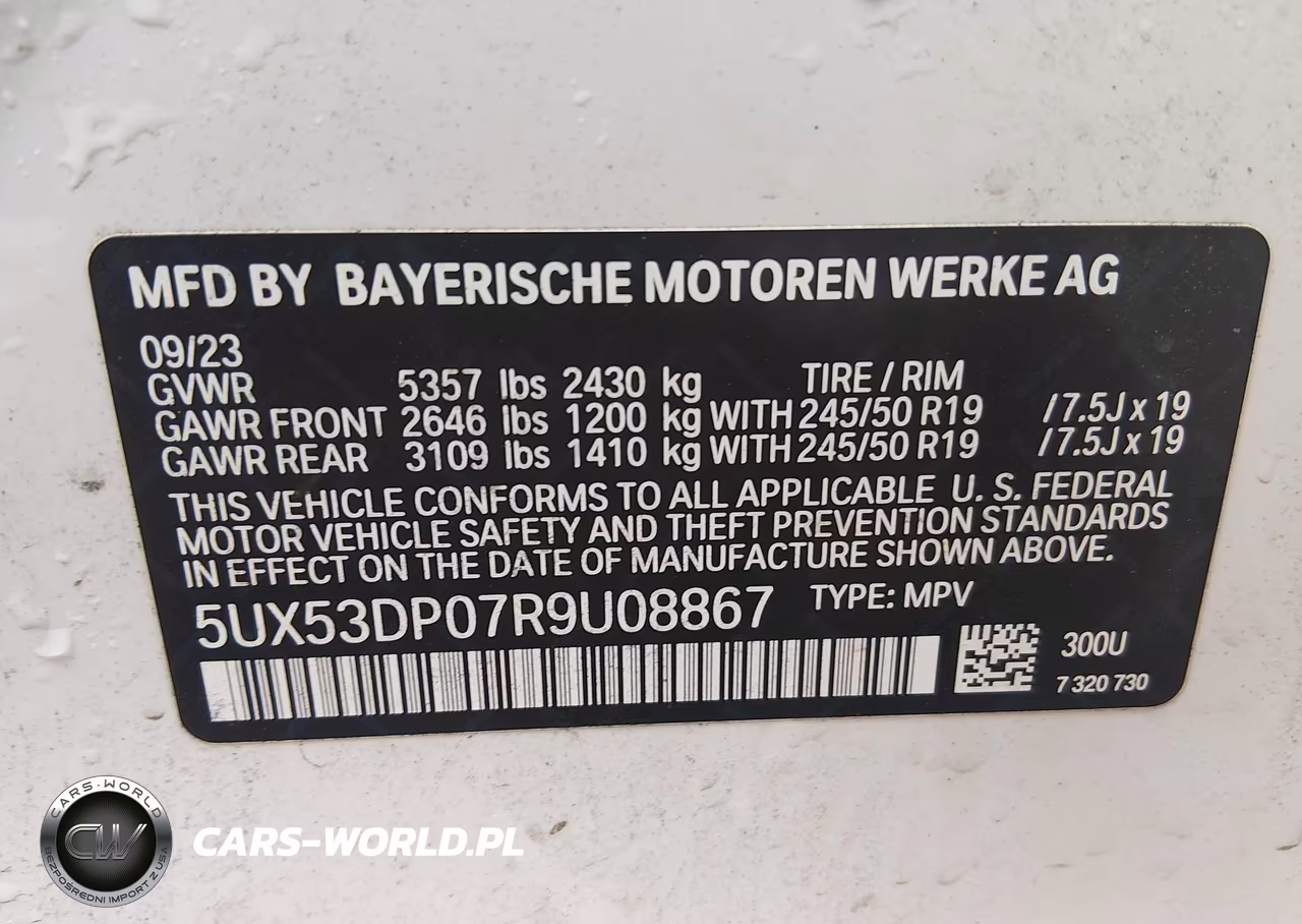 2024 BMW X3 xDrive30I VIN:5UX53DP07R9U08867 - 9