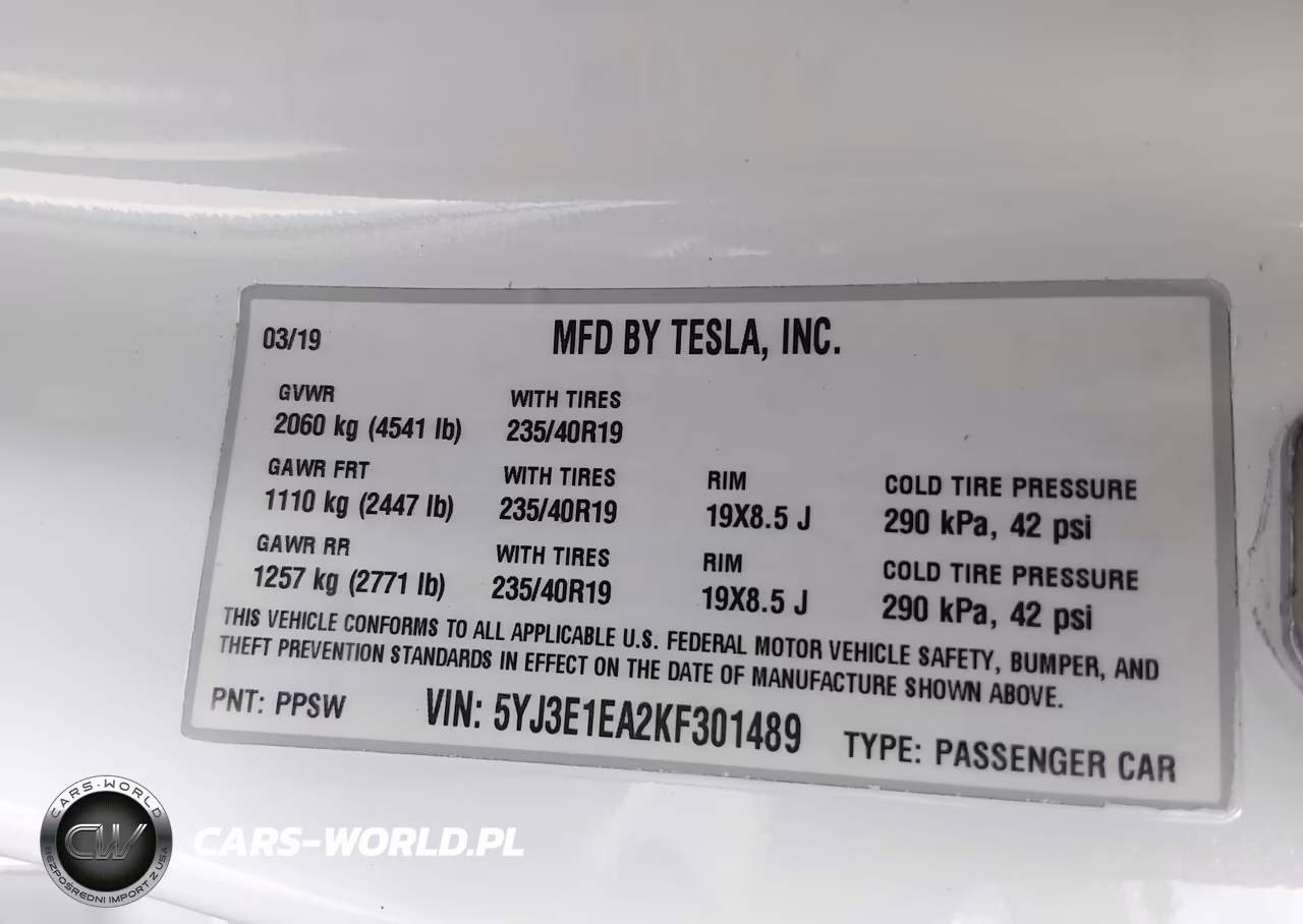 2019 Tesla Model 3 Long Range-Mid Range-Standard Range-Standard Range Plus VIN:5YJ3E1EA2KF301489 - 9