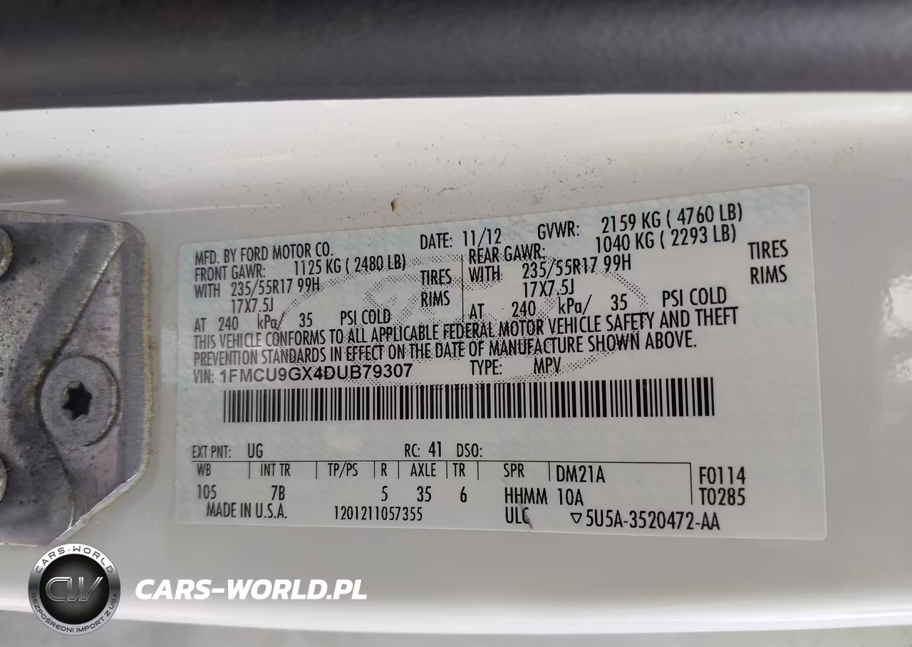 2013 Ford Escape Se VIN:1FMCU9GX4DUB79307 - 9