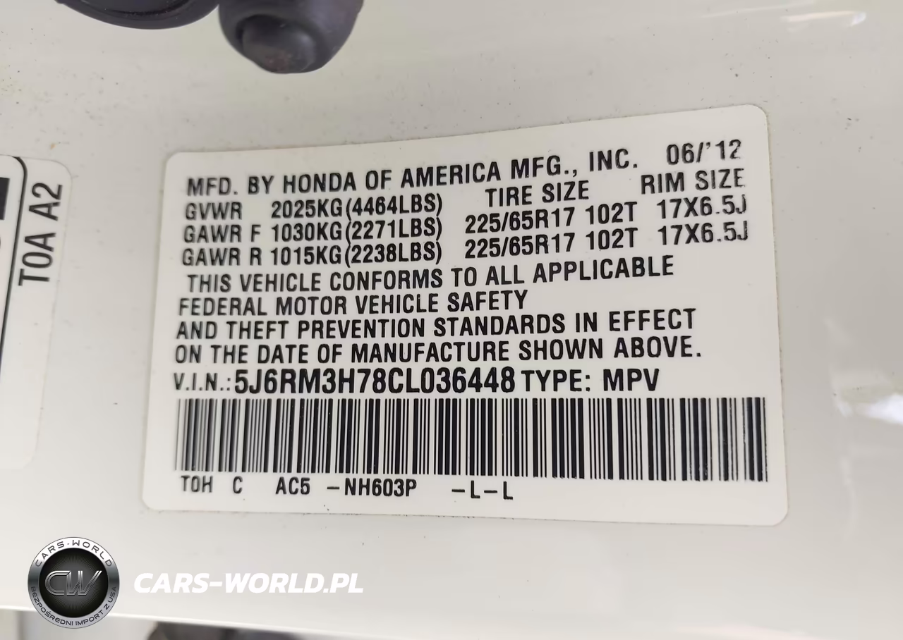 2012 Honda Cr-V Ex-L VIN:5J6RM3H78CL036448 - 9