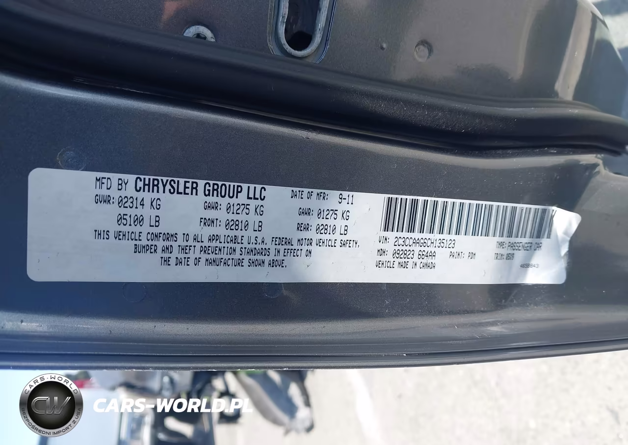2012 Chrysler 300 VIN:2C3CCAAG6CH135123 - 9