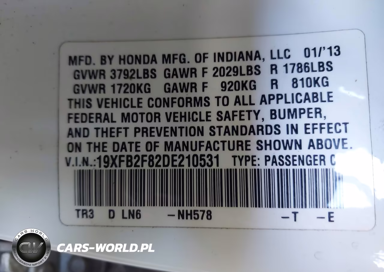 2013 Honda Civic Ex VIN:19XFB2F82DE210531 - 9