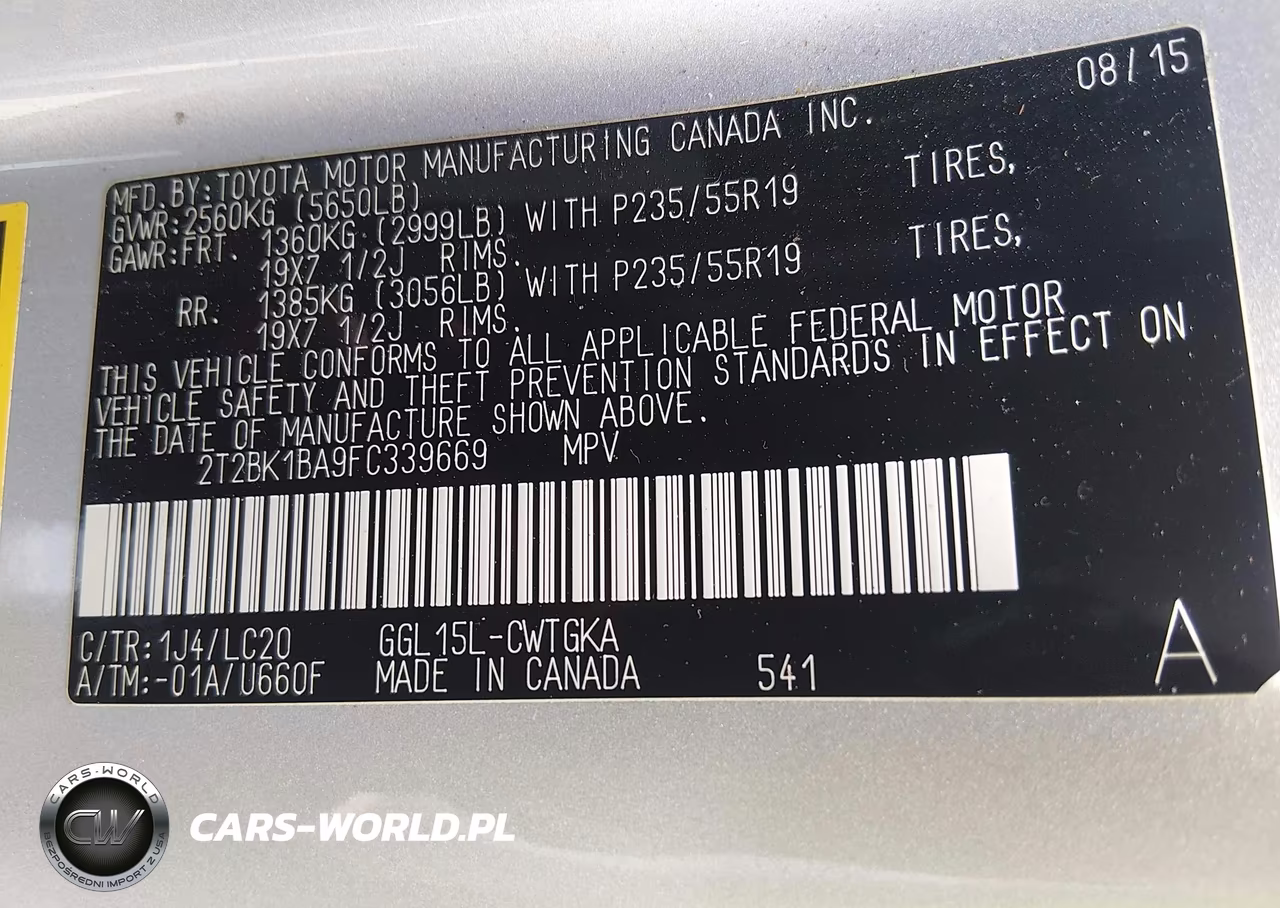 2015 Lexus Rx 350 VIN:2T2BK1BA9FC339669 - 9